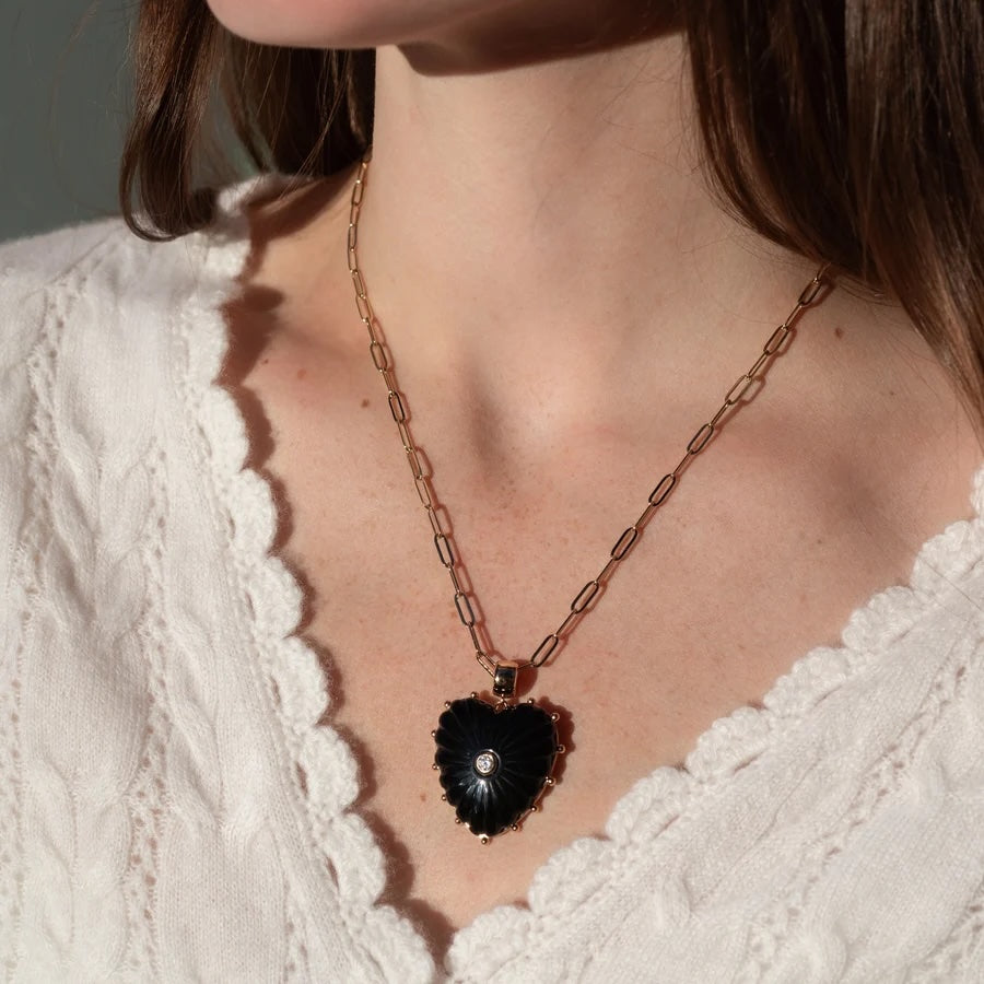 THATCH Malene Onyx Heart Charm - Onyx Jewelry - Sloane Boutique