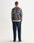 Wax London Alban Cardigan - Animal Ecru/Navy Men's Tops - Sloane Boutique