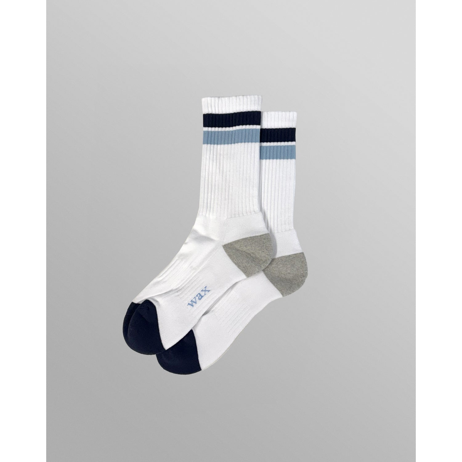 Wax London Block Stripe Thorpe Sports Socks - White / Navy Men's Accessories - Sloane Boutique