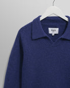 Wax London Carter Open Collar Polo - Blue Men's Tops - Sloane Boutique