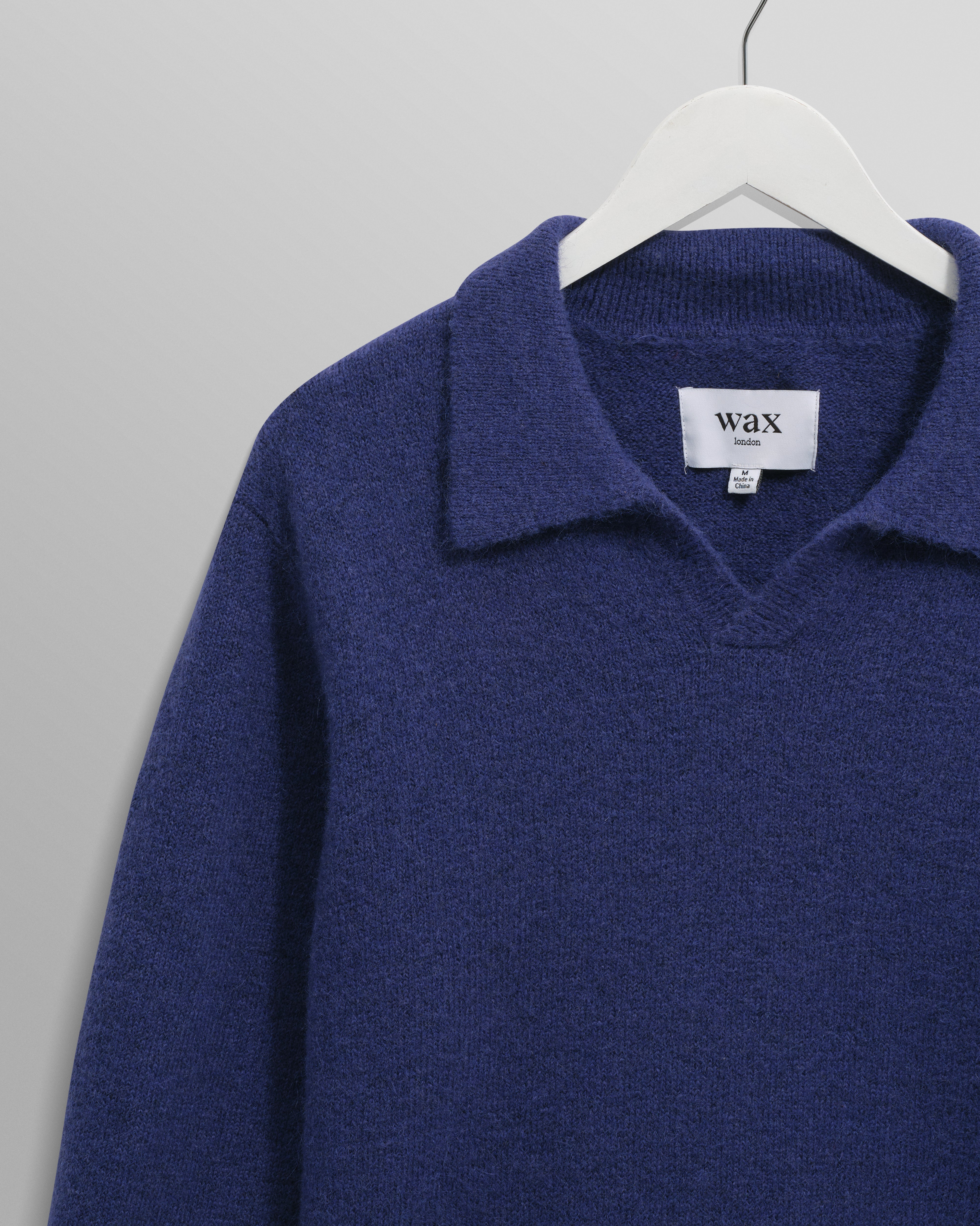 Wax London Carter Open Collar Polo - Blue Men's Tops - Sloane Boutique