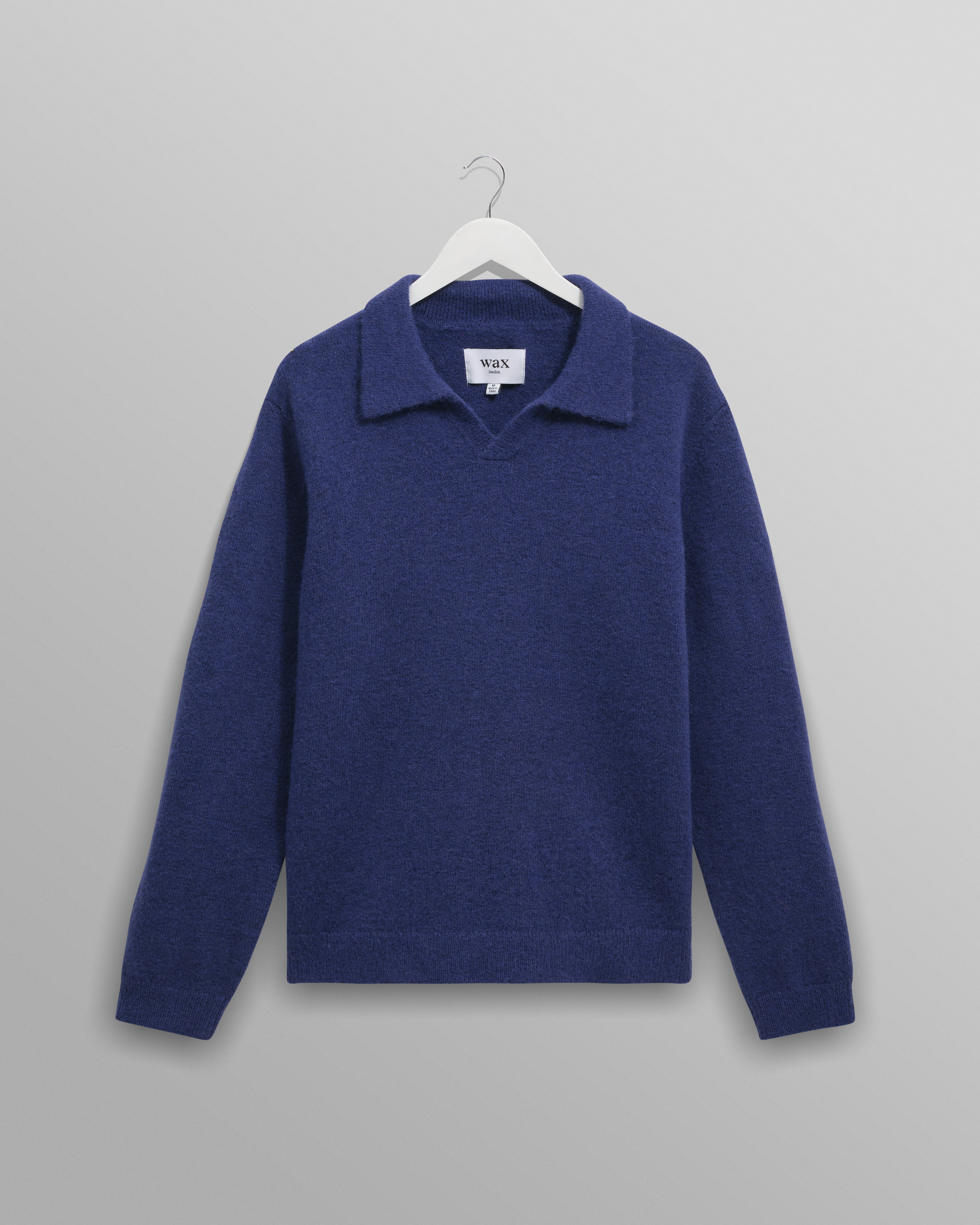 【SLOANE/スローン】 POLO KNIT ネイビー Wax London Carter Open Collar Polo - Blue – Sloane Boutique
