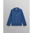 Wax London Corey Long Sleeve Shirt - Cotton Dobby Check Blue Men's Tops - Sloane Boutique