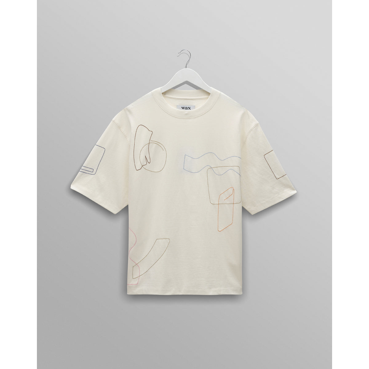 Wax London Cotton Shapes EMB Milton Short Sleeve Tee - Ecru FIND ON MODEL PICS! Men's Tops - Sloane Boutique