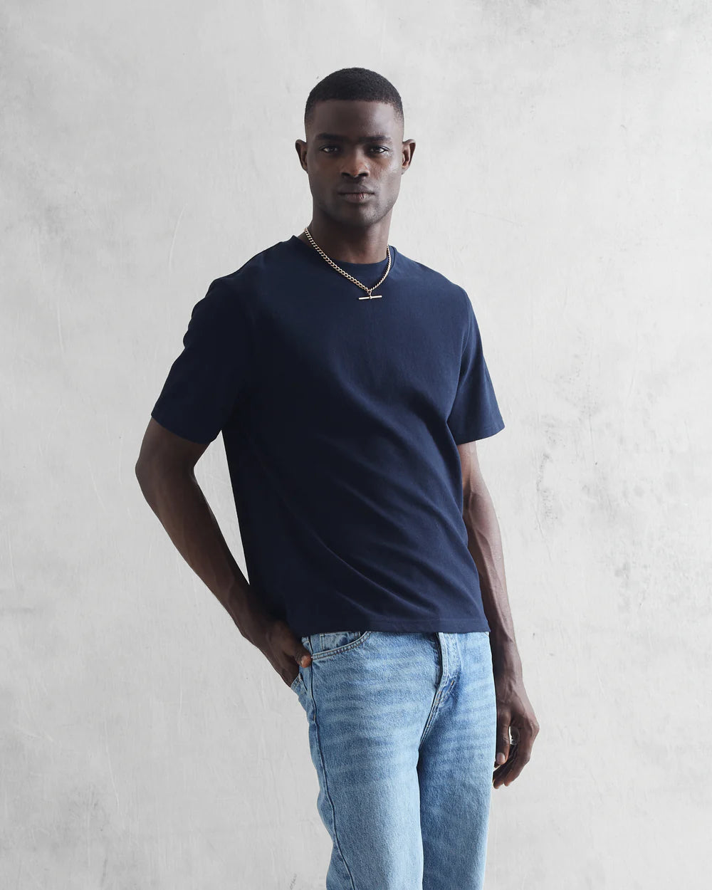 Wax London Dean Short Sleeve Tee - Navy Men's Tops - Sloane Boutique