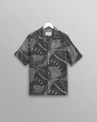 Wax London Didcot Short Sleeve Shirt - Abstract Dotted Swirl Navy Ecru Men's Tops - Sloane Boutique