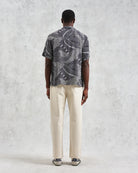 Wax London Didcot Short Sleeve Shirt - Abstract Dotted Swirl Navy Ecru Men's Tops - Sloane Boutique