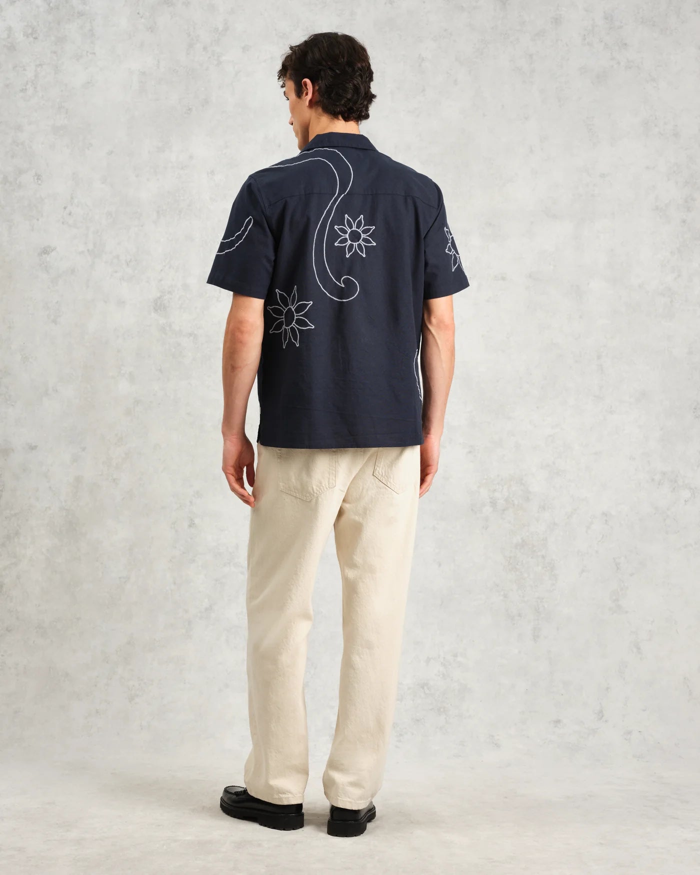 Wax London Didcot Short Sleeve Shirt - Bold Stitch Navy Men's Tops - Sloane Boutique