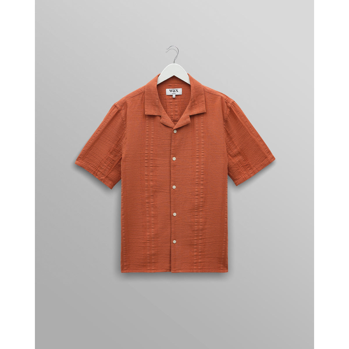 Wax London Double-Weave Seersucker Didcot Short Sleeve - Rust Men's Tops - Sloane Boutique