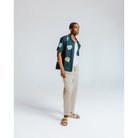 Wax London Flower Applique Didcot Short Sleeve Shirt - Navy/Multicolor Men's Tops - Sloane Boutique