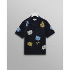 Wax London Flower Applique Didcot Short Sleeve Shirt - Navy/Multicolor Men's Tops - Sloane Boutique