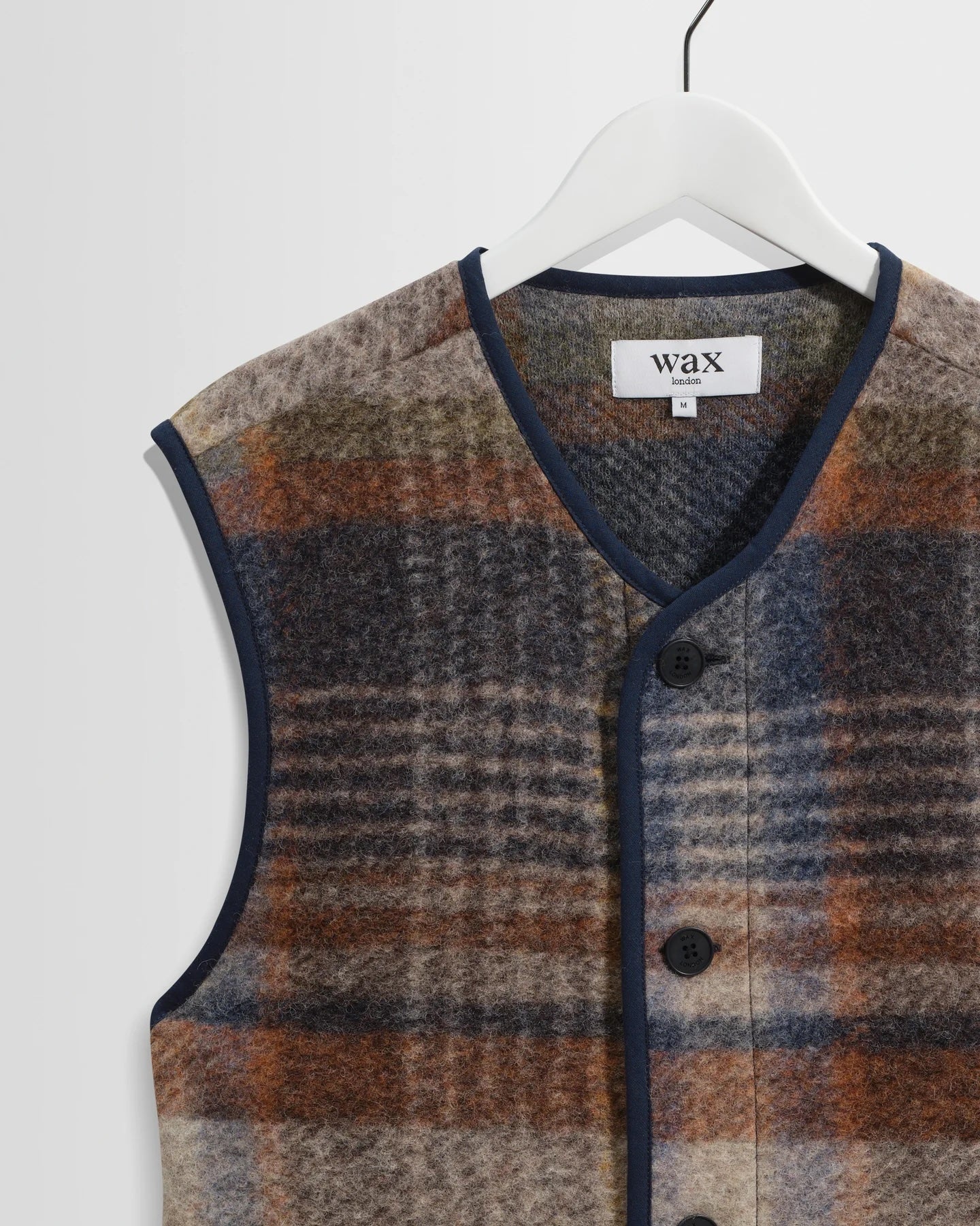 Wax London Gower Gilet - Oatmeal/Multi Outerwear - Sloane Boutique