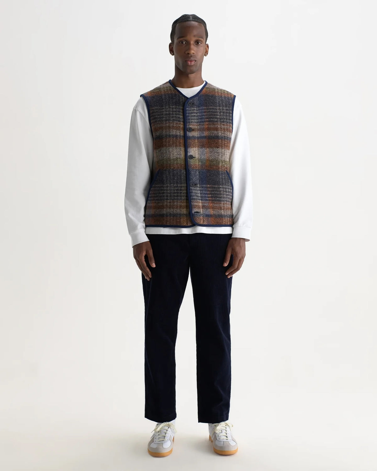 Wax London Gower Gilet - Oatmeal/Multi Outerwear - Sloane Boutique