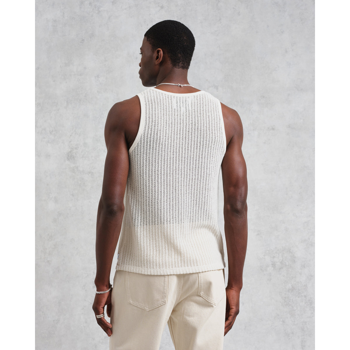 Wax London Jersey Lace Prim Vest - Ecru Men's Tops - Sloane Boutique