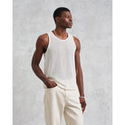 Wax London Jersey Lace Prim Vest - Ecru Men's Tops - Sloane Boutique