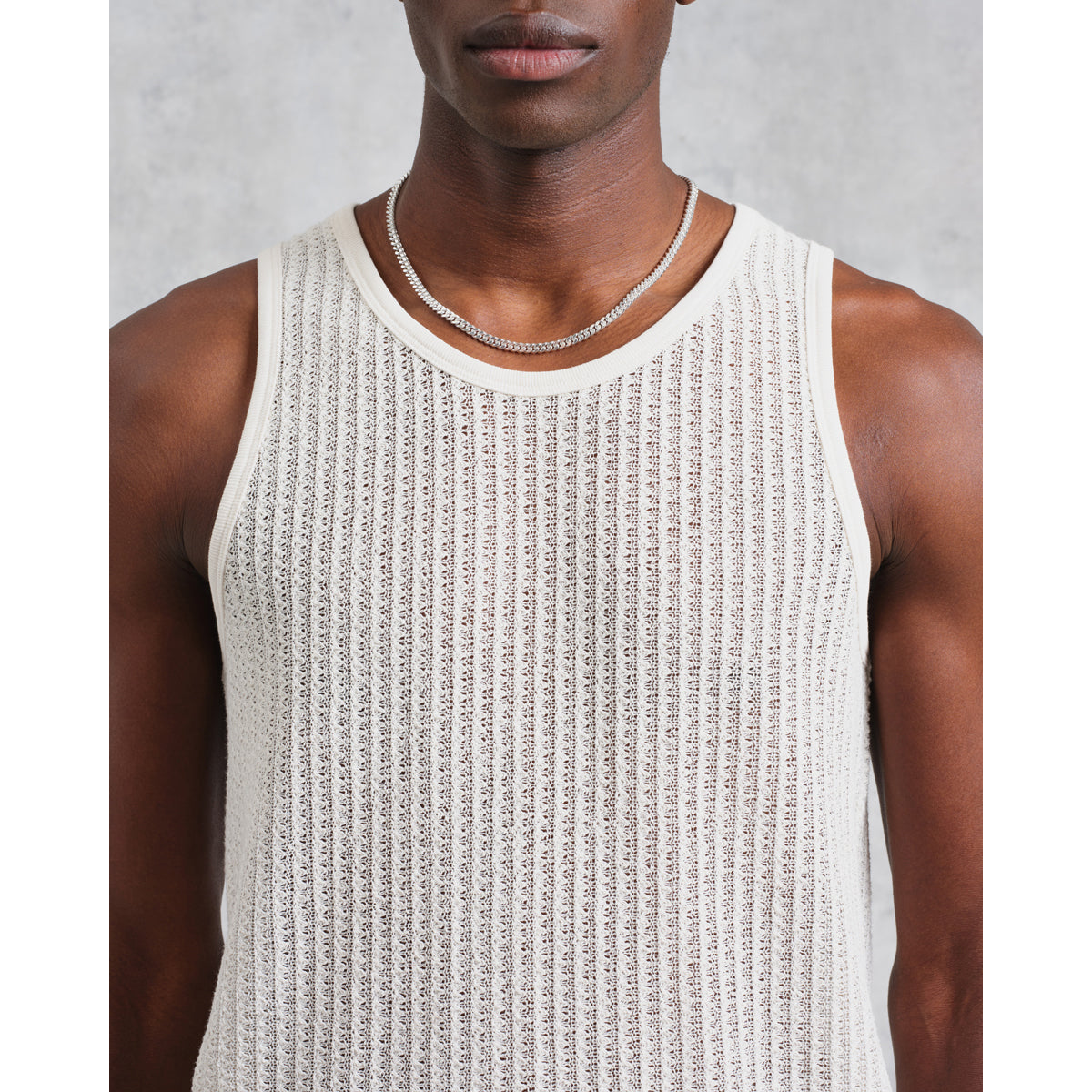 Wax London Jersey Lace Prim Vest - Ecru Men's Tops - Sloane Boutique