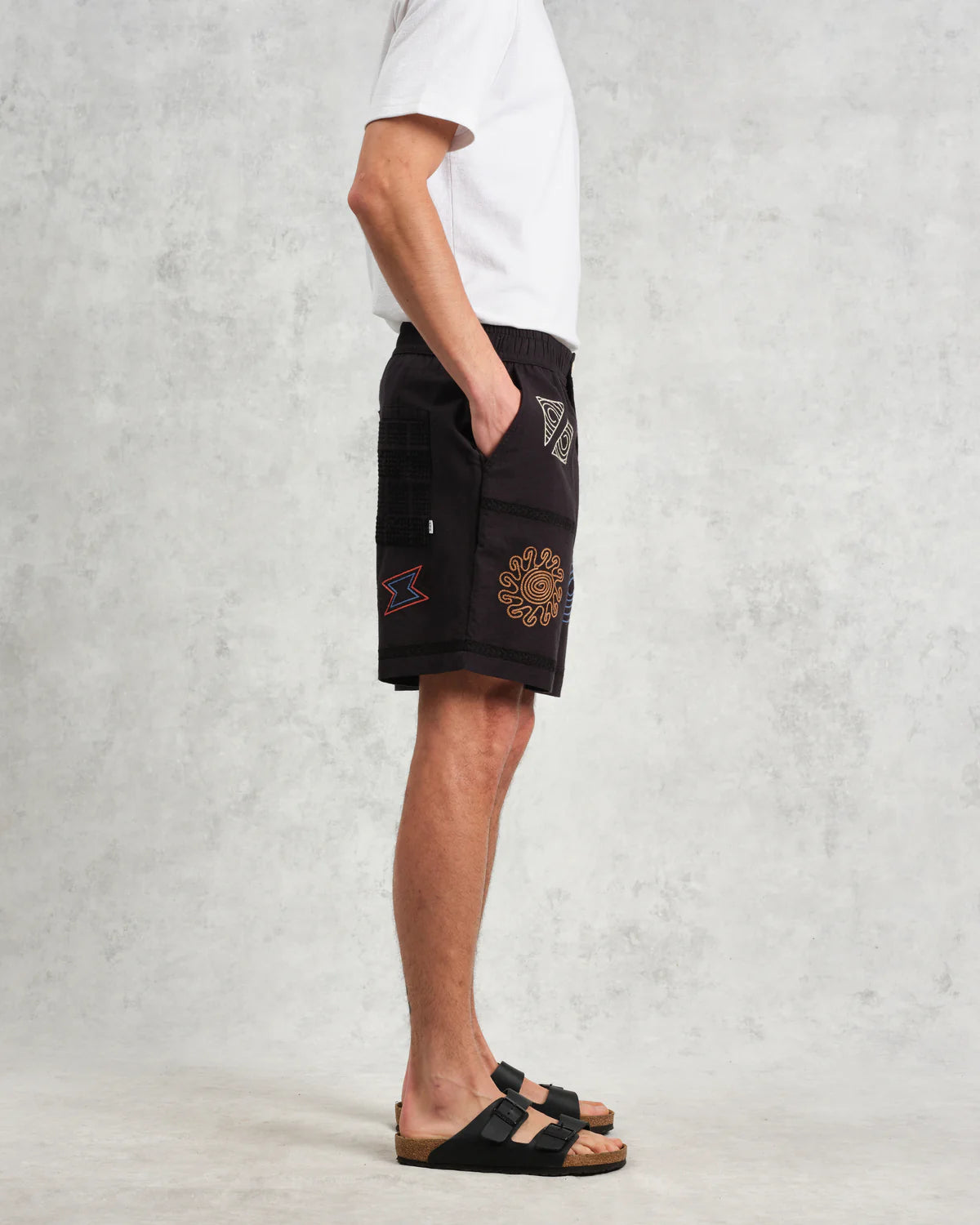 Wax London Kurt Short - Doodle Embroidery Navy Sale Bottoms - Sloane Boutique