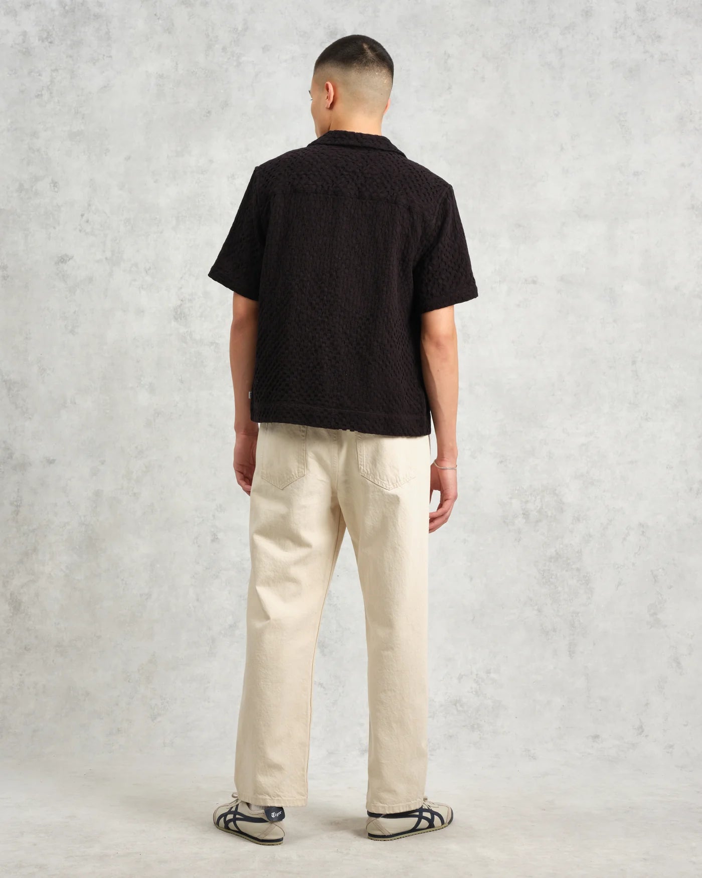 Wax London Lido Short Sleeve Shirt - Box Dobby Black sale tops - Sloane Boutique
