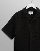 Wax London Lido Short Sleeve Shirt - Box Dobby Black sale tops - Sloane Boutique