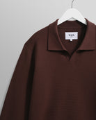Wax London Men's Carter Open Collar Polo - Brown Men's Tops - Sloane Boutique