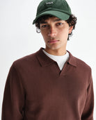 Wax London Men's Carter Open Collar Polo - Brown Men's Tops - Sloane Boutique