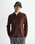 Wax London Men's Carter Open Collar Polo - Brown Men's Tops - Sloane Boutique