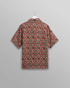 Wax London Men's Painted Geo Tencel Didcot Short Sleeve Shirt - Burgundy Men's Tops - Sloane Boutique