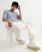 Wax London Mini Geo Naples Short Sleeve Polo - Light Blue Men's Tops - Sloane Boutique