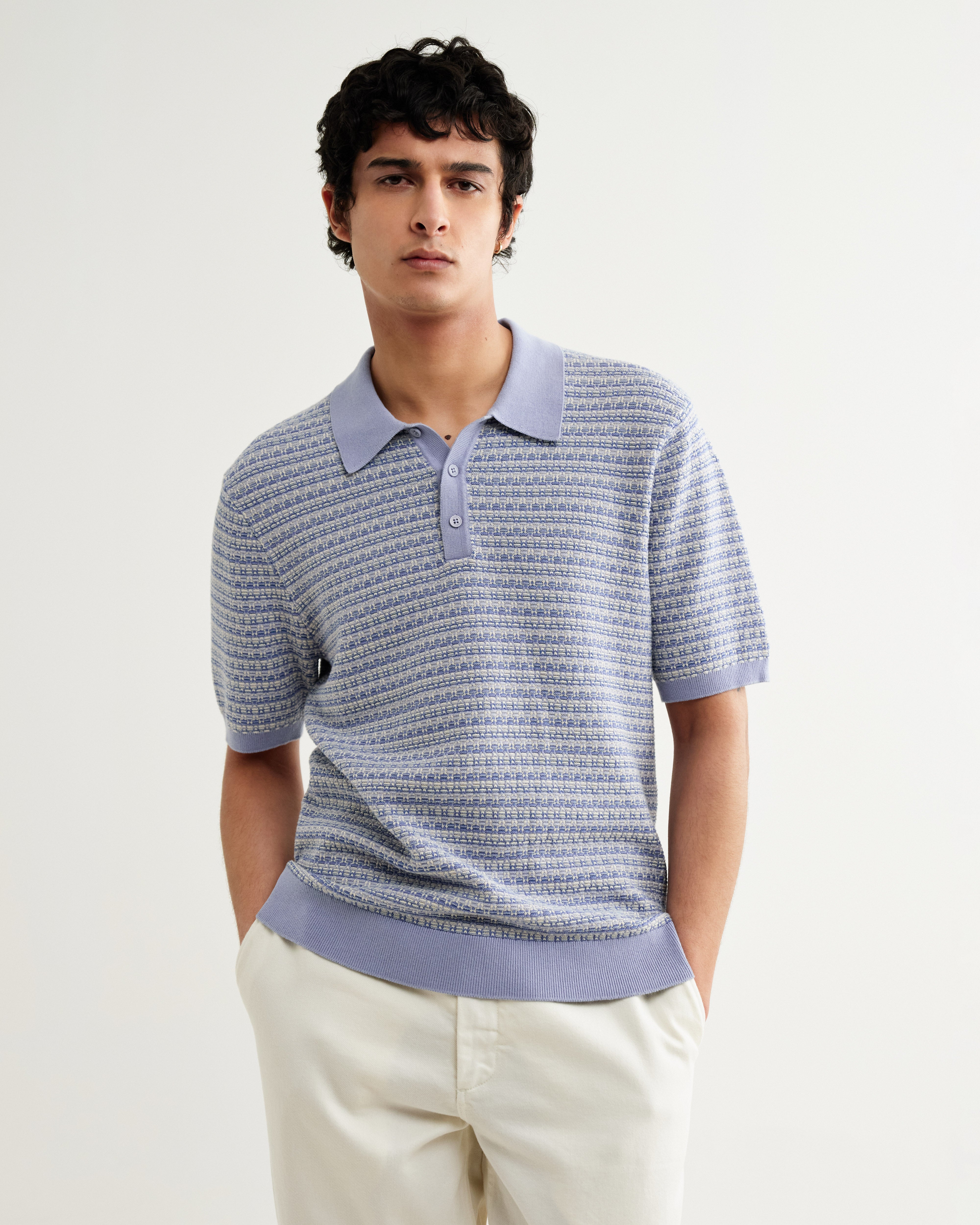 Wax London Mini Geo Naples Short Sleeve Polo - Light Blue – Sloane