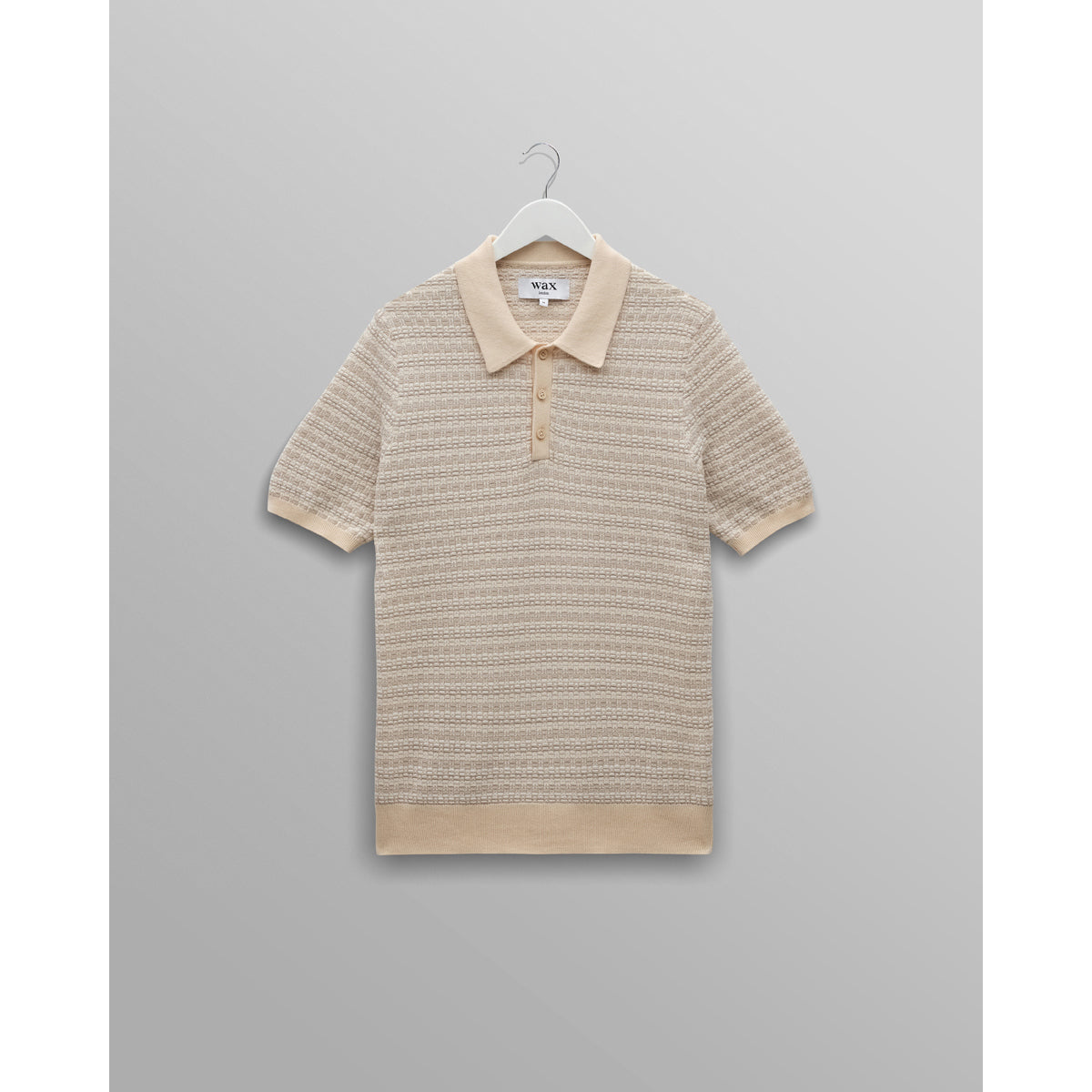 Wax London Mini Geo Naples Short Sleeve Polo - Natural Men's Tops - Sloane Boutique