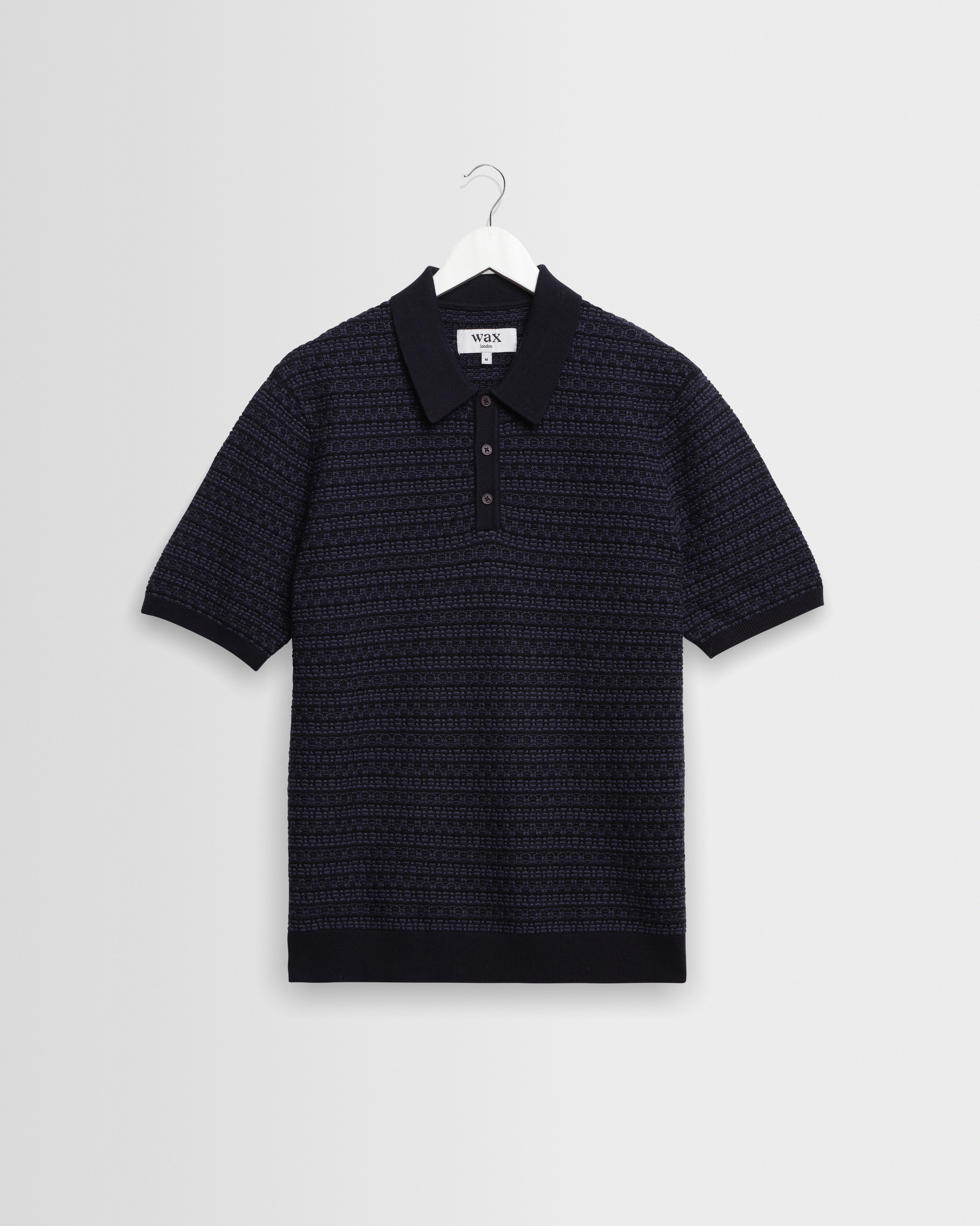 Wax London Naples Polo - Navy Geo Men's Tops - Sloane Boutique
