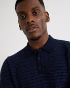 Wax London Naples Polo - Navy Geo Men's Tops - Sloane Boutique
