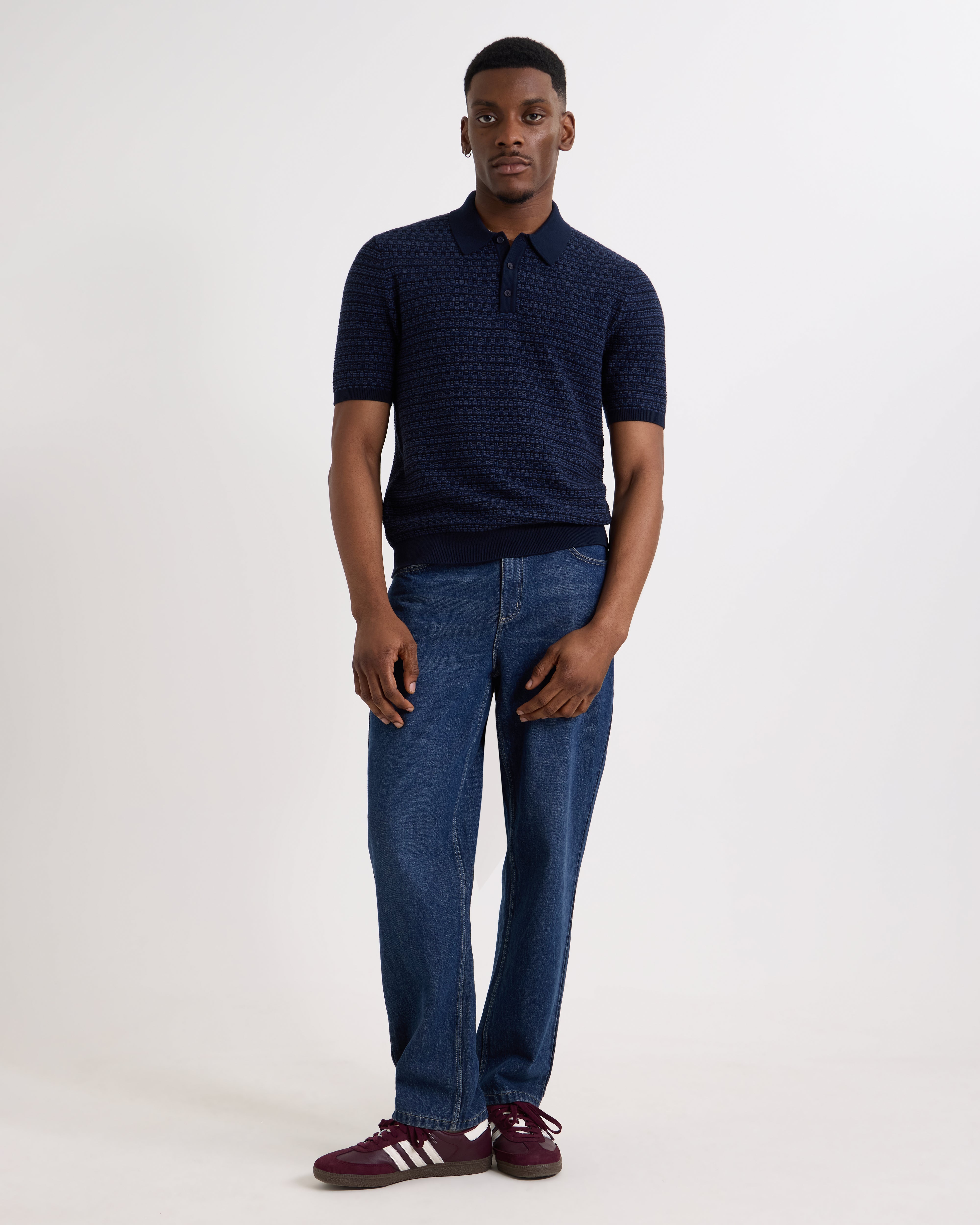 Wax London Naples Polo - Navy Geo Men's Tops - Sloane Boutique