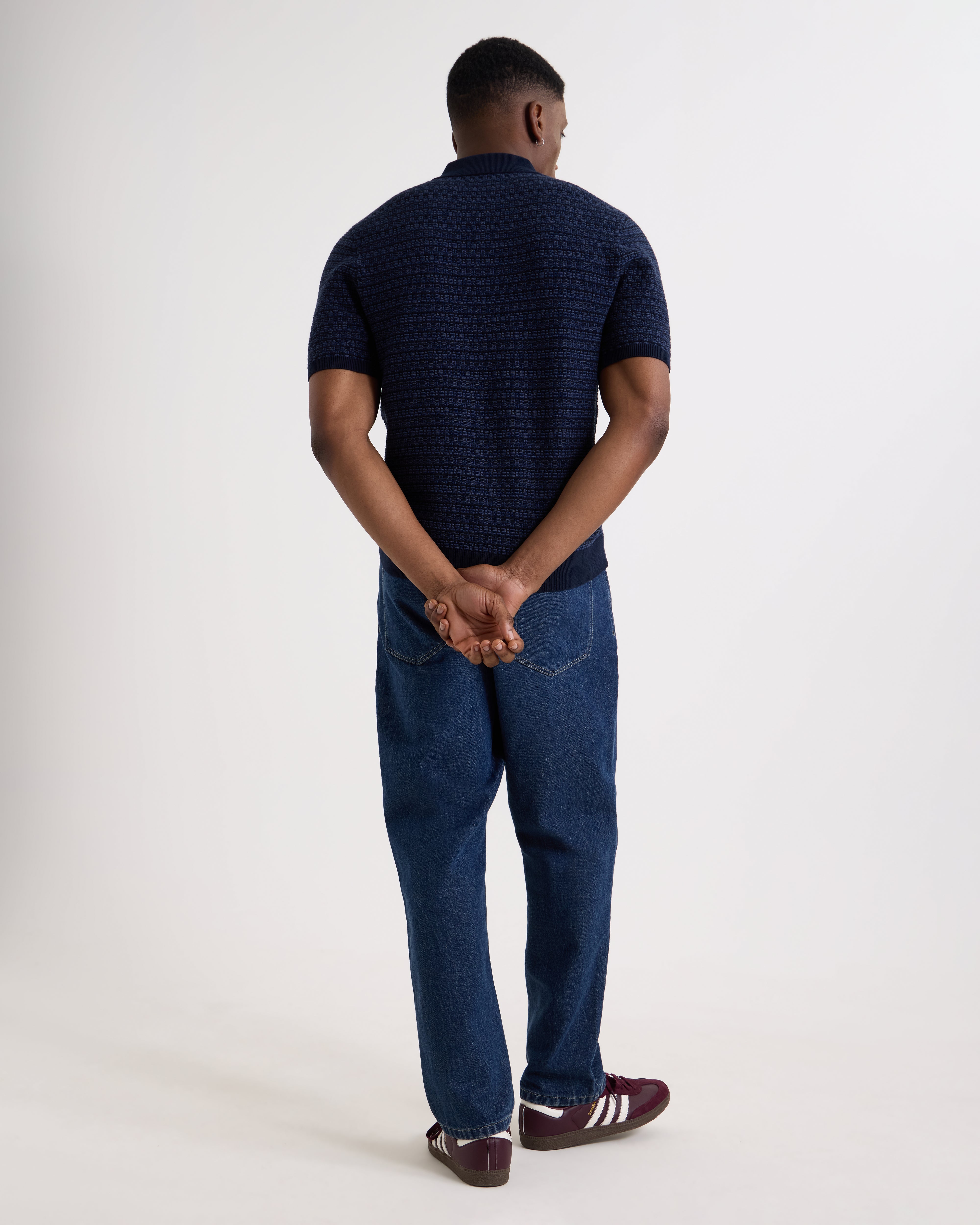 Wax London Naples Polo - Navy Geo Men's Tops - Sloane Boutique