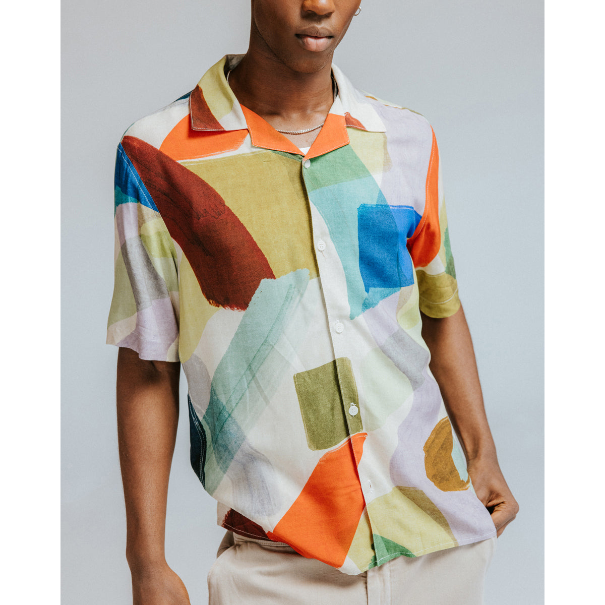 Wax London Painted Shapes Didcot Short Sleeve - Multicolor Men's Tops - Sloane Boutique