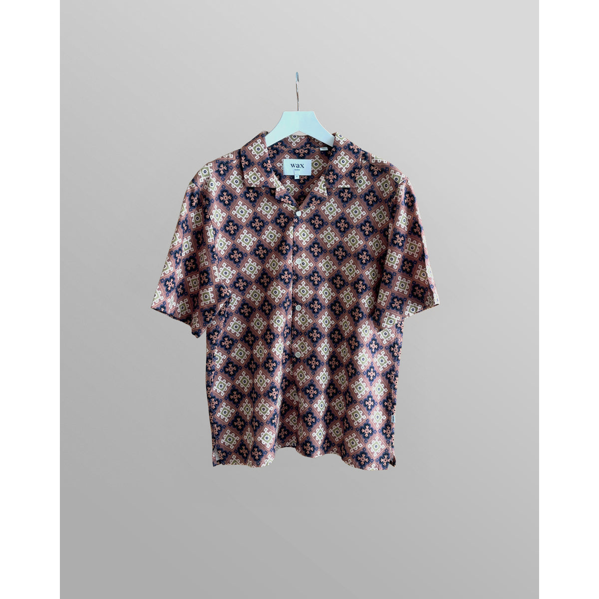 Wax London Seersucker Tiles Didcot Short Sleeve Shirt - Rust/Multi **needs more pics** Men's Tops - Sloane Boutique