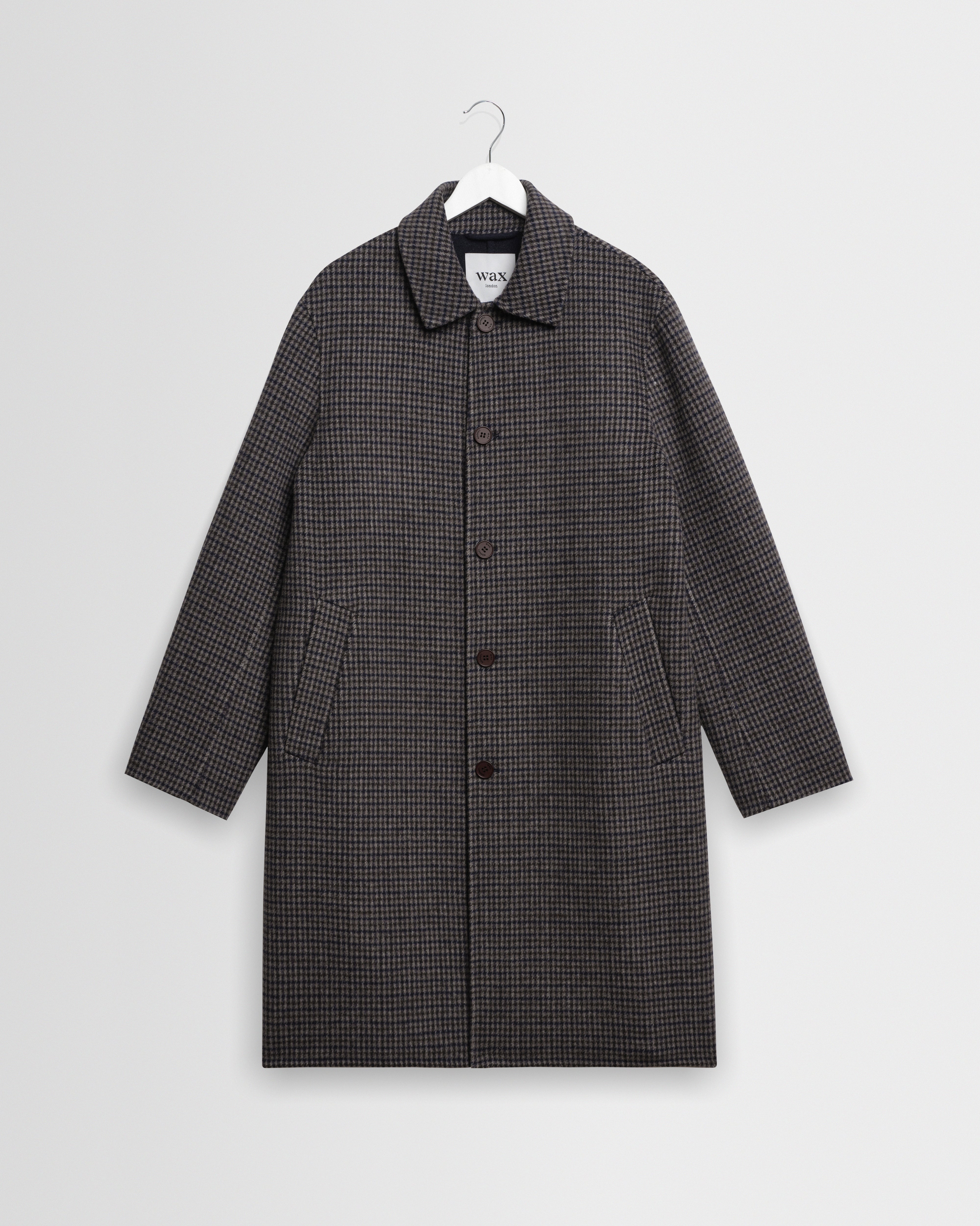 Wax London Stan Coat - Navy/Brown Outerwear - Sloane Boutique