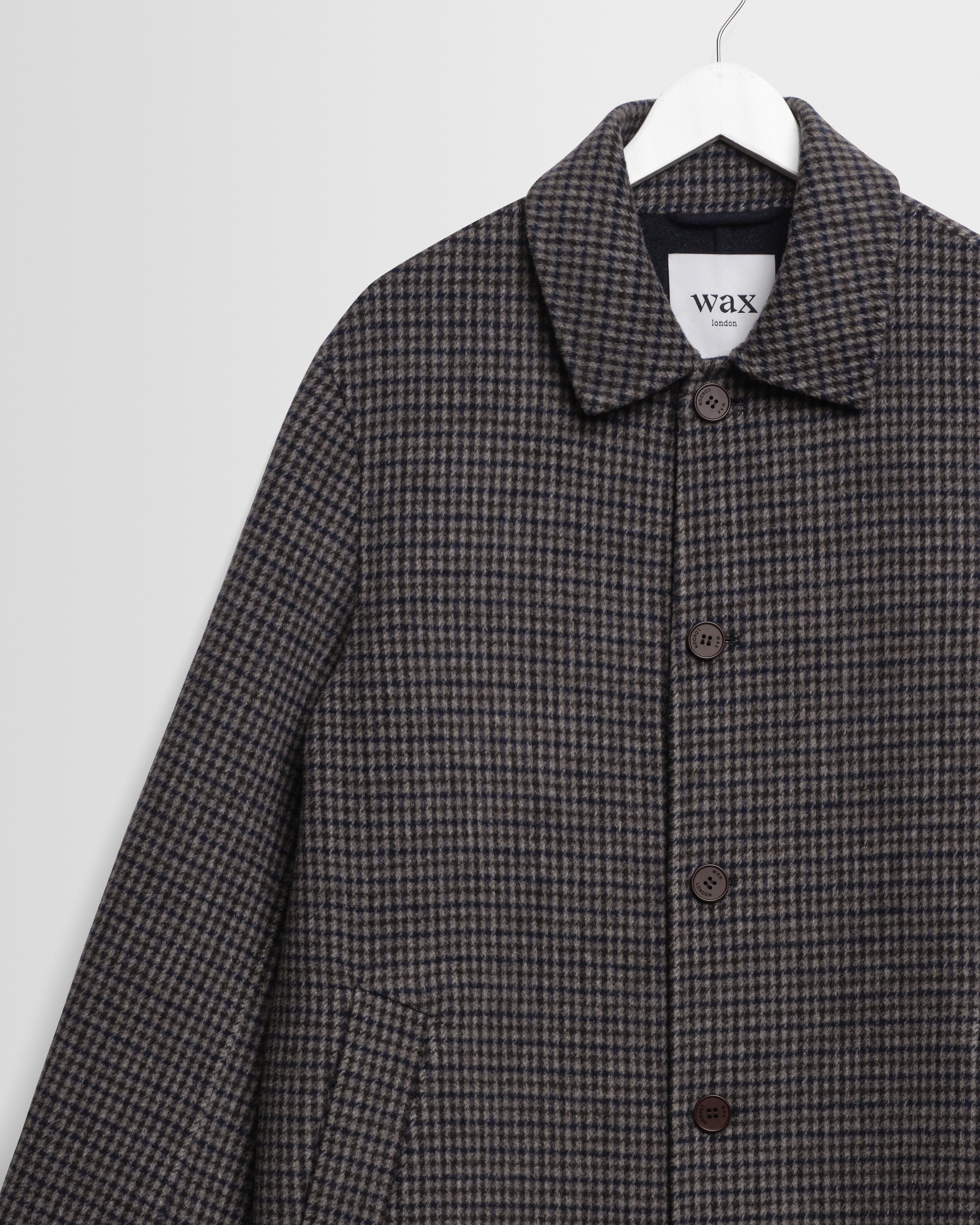 Wax London Stan Coat - Navy/Brown Outerwear - Sloane Boutique