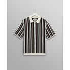 Wax London Stripe Crochet Porto Short Sleeve Polo - Ecru/Black Men's Tops - Sloane Boutique