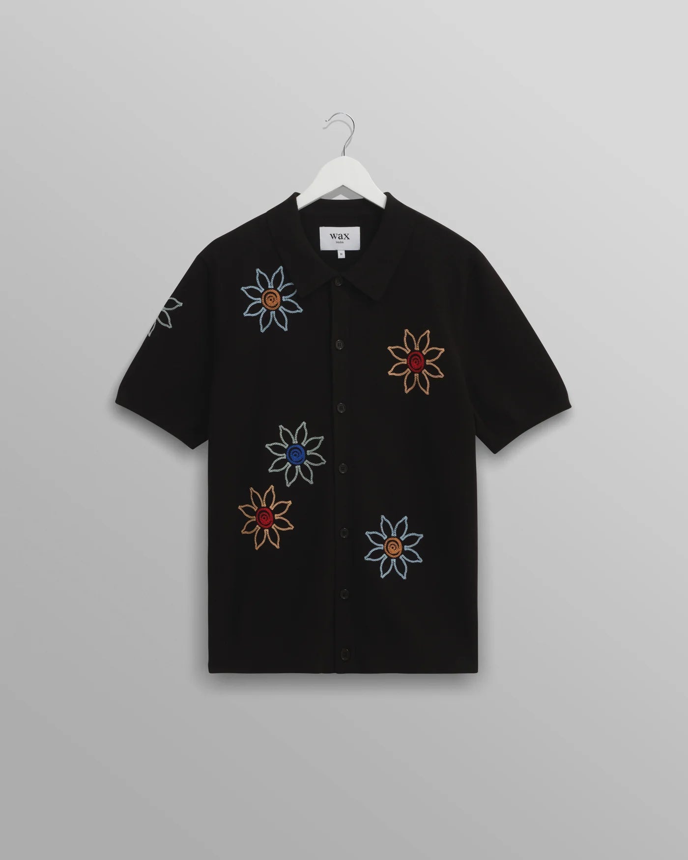 Wax London Tellaro Short Sleeve Shirt - Black Floral Embroidery Men's Tops - Sloane Boutique