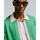 Wax London Tipped Pointelle Belle Short Sleeve Shirt - Green/Ecru Men's Tops - Sloane Boutique