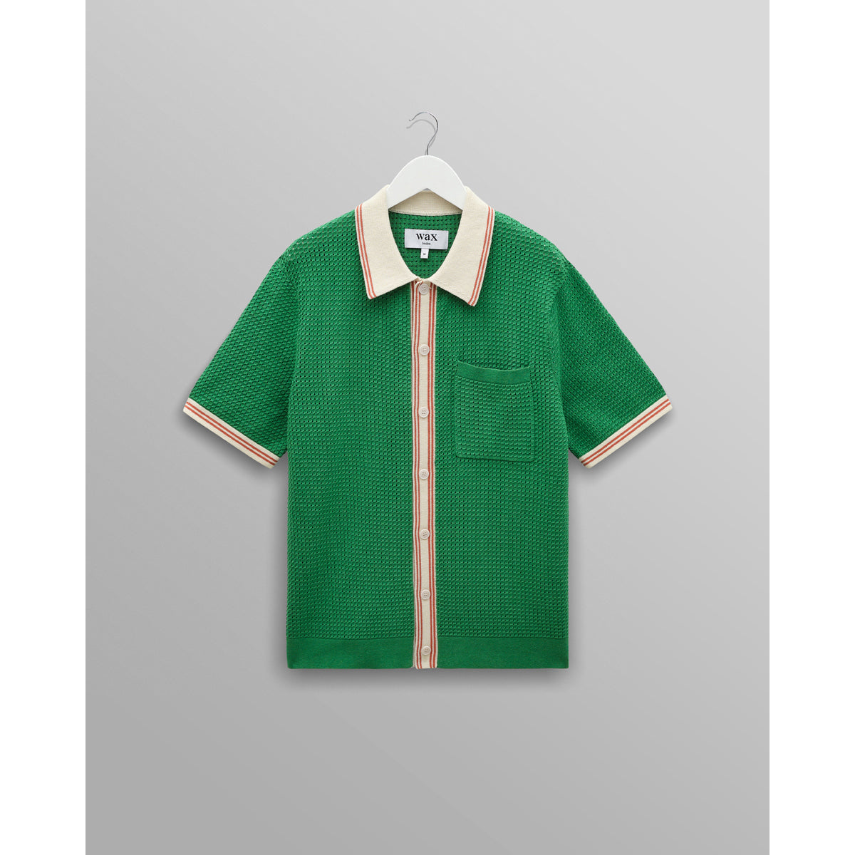 Wax London Tipped Pointelle Belle Short Sleeve Shirt - Green/Ecru Men's Tops - Sloane Boutique