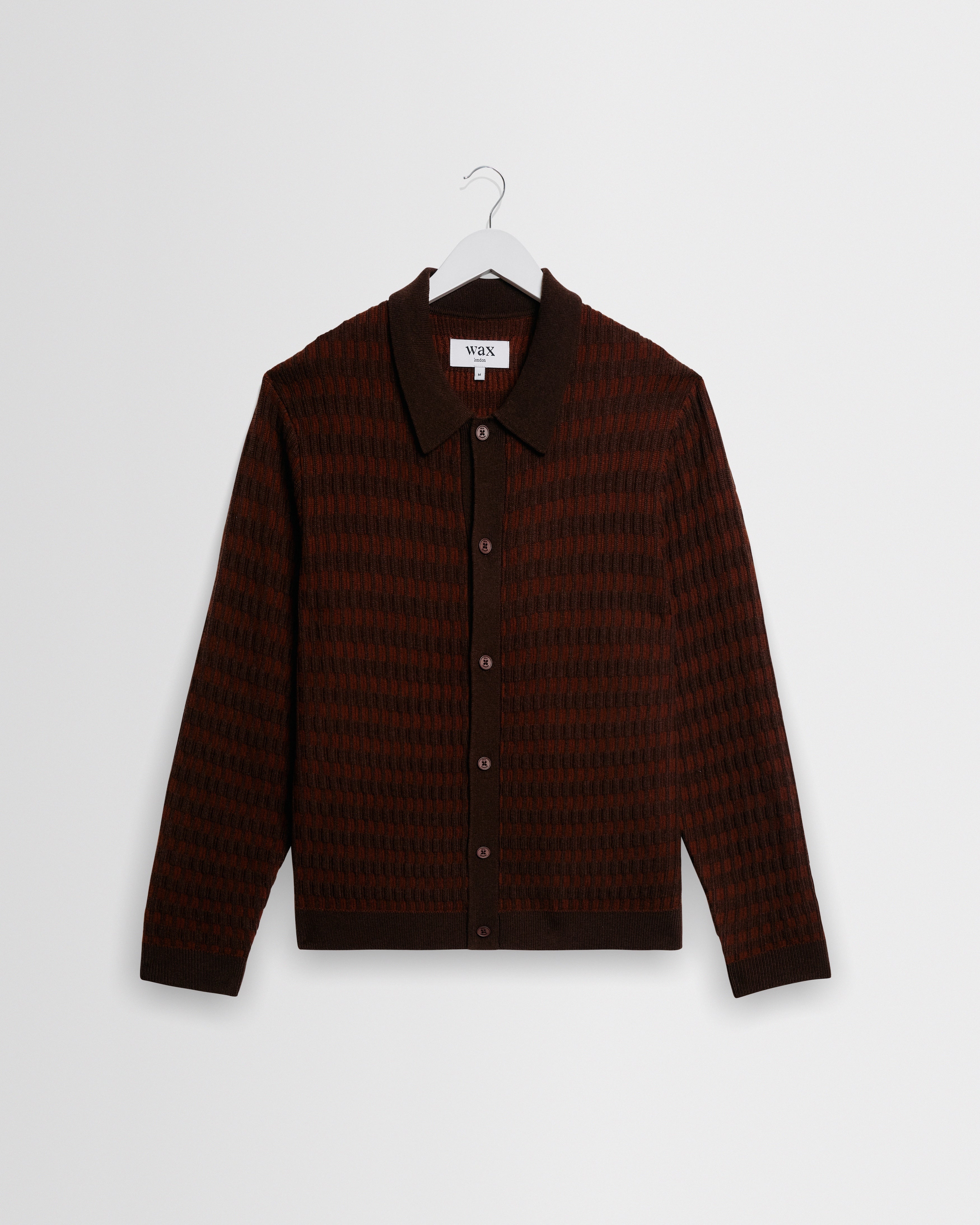 Wax London Tristan L/S -Ribbed Brown Check Men's Tops - Sloane Boutique