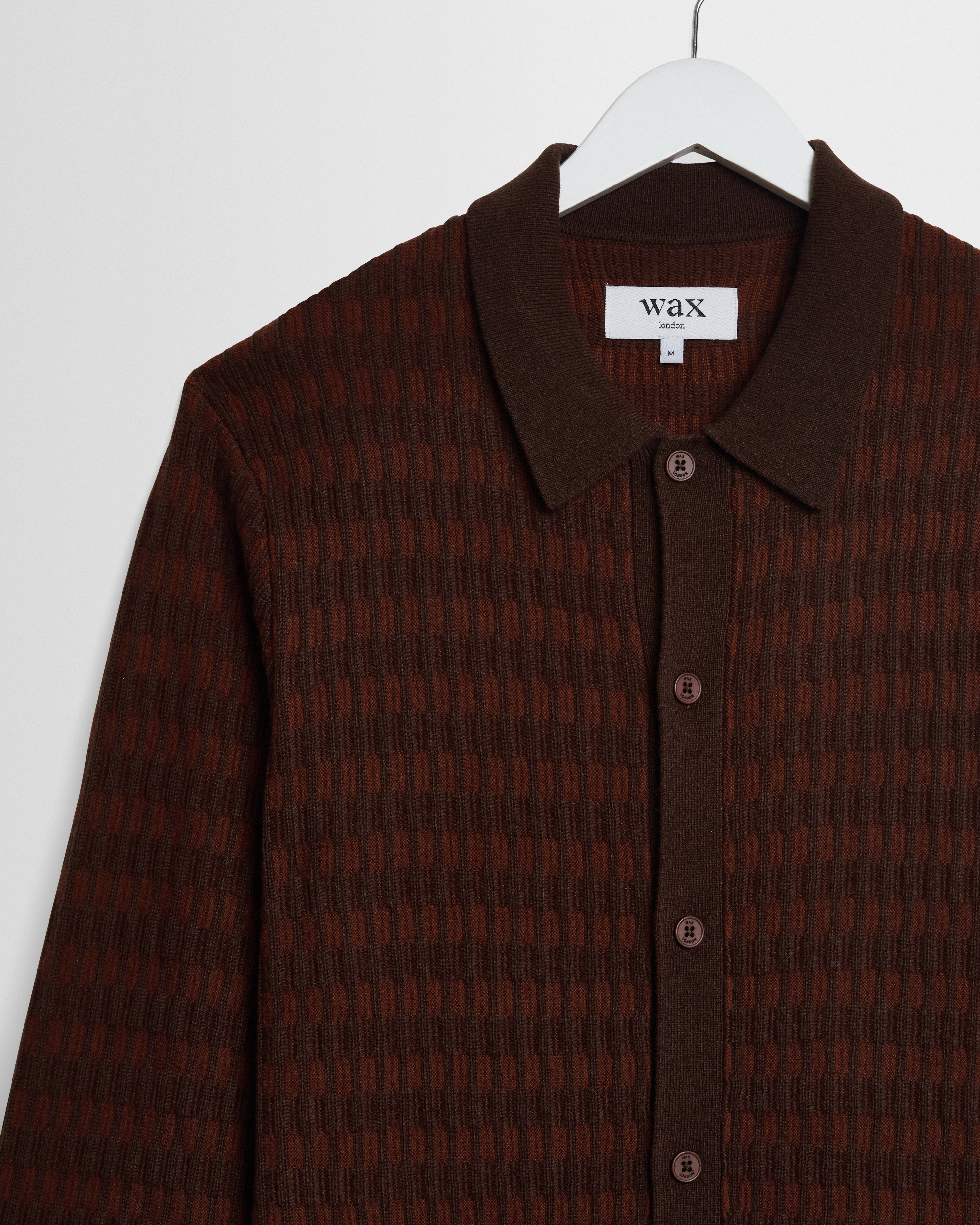 Wax London Tristan L/S -Ribbed Brown Check Men's Tops - Sloane Boutique