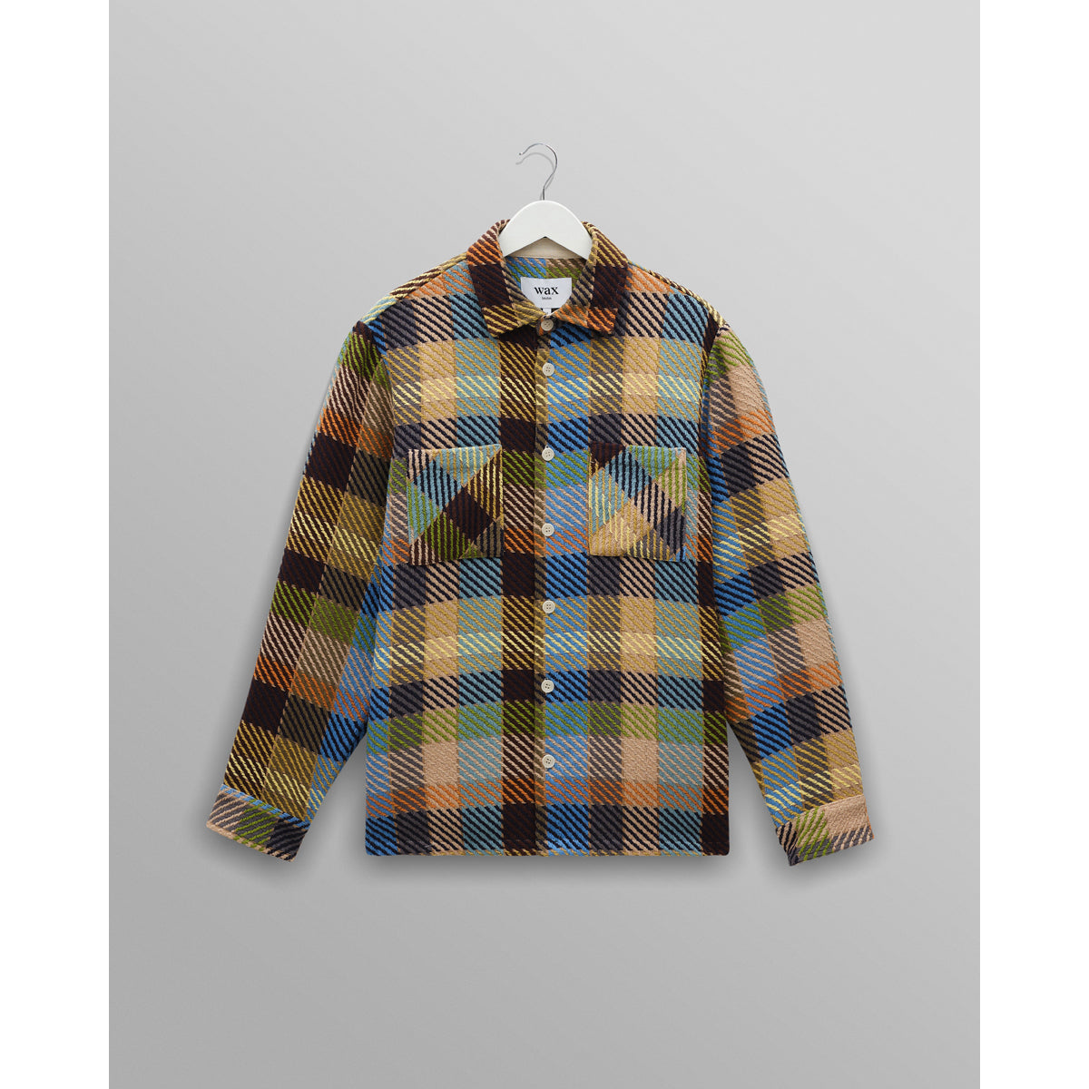Wax London Whiting Overshirt - Pike Check Khaki Men's Tops - Sloane Boutique