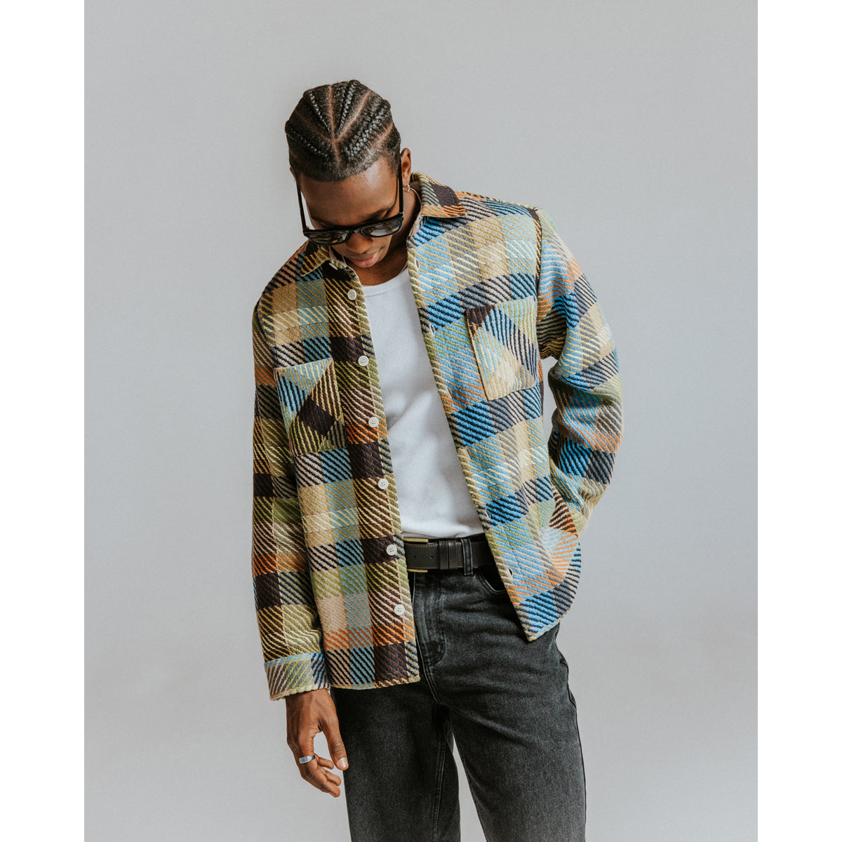 Wax London Whiting Overshirt - Pike Check Khaki Men's Tops - Sloane Boutique