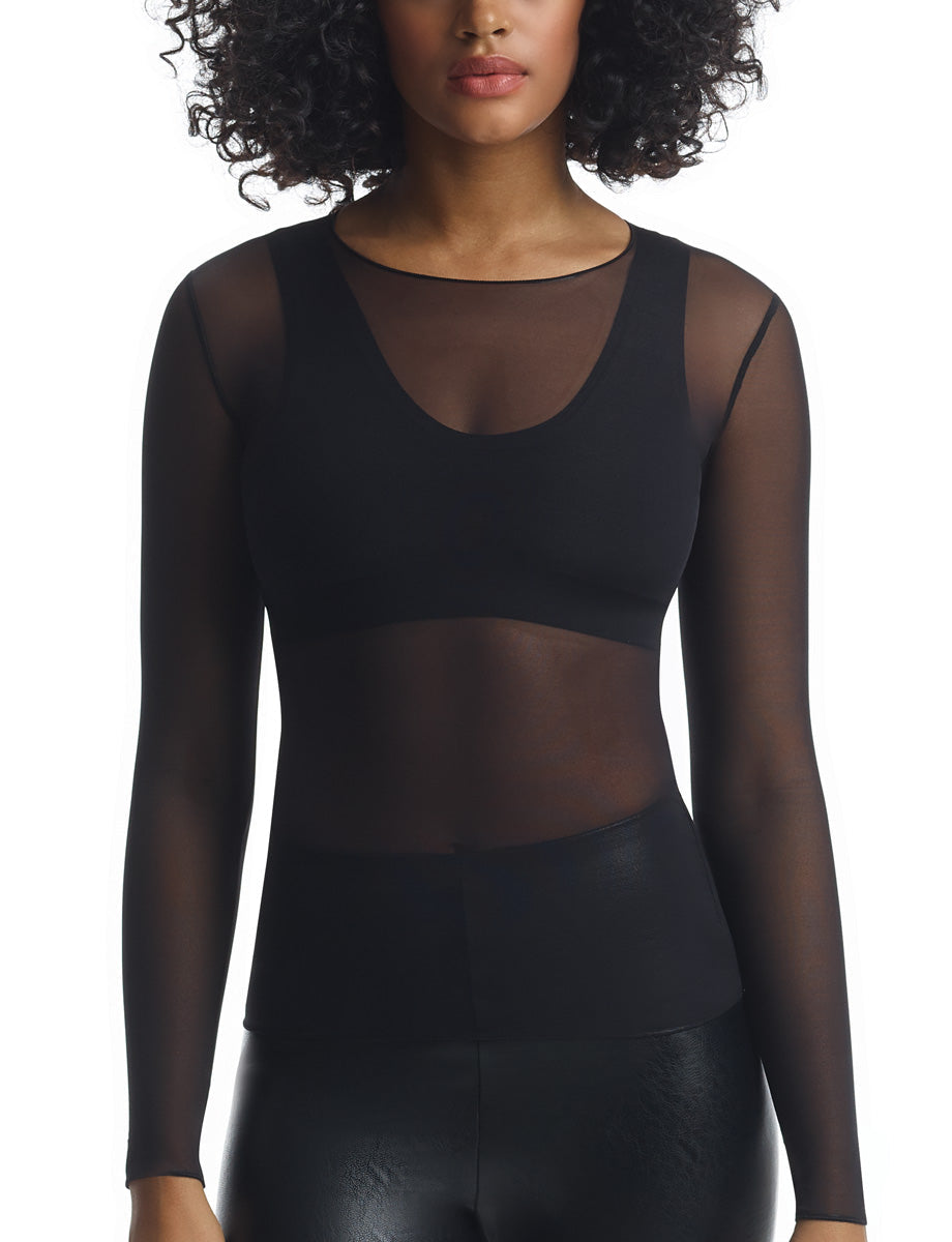 Commando Chic Mesh Long Sleeve Top - Black Women's Tops - Sloane Boutique