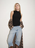 LnA Double Layer Mock Neck Sleeveless Tank - Black Women's Tops - Sloane Boutique